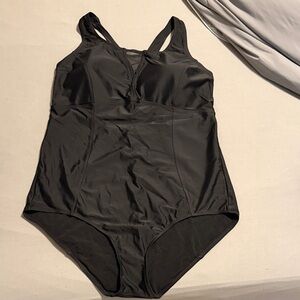 torrid Black Mesh-Trim One-Piece Swimsuit